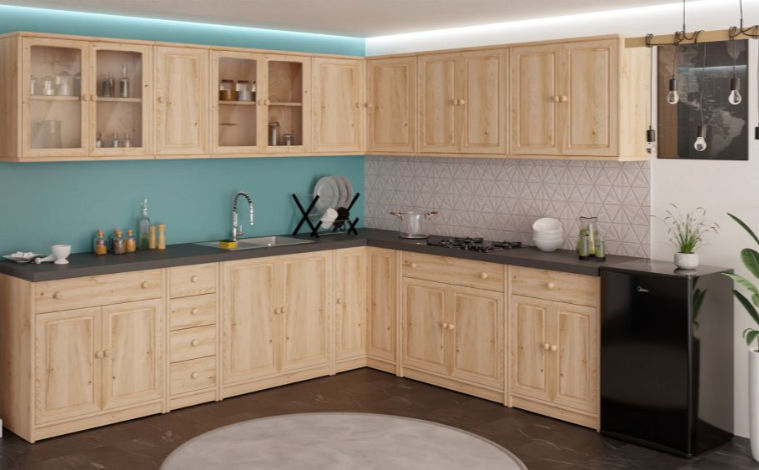 kuchnia drewniana sosnowa, szafki naturalne drewno